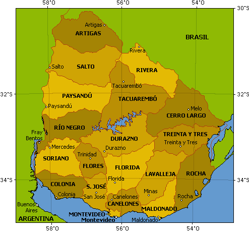 Die Departamentos von Uruguay